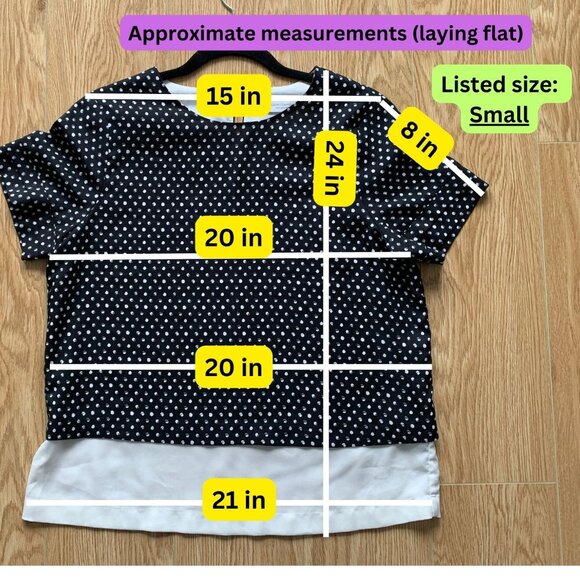 Contemporaine by Simons | Layered Blouse short-sleeve size Small black white - Picture 11 of 11